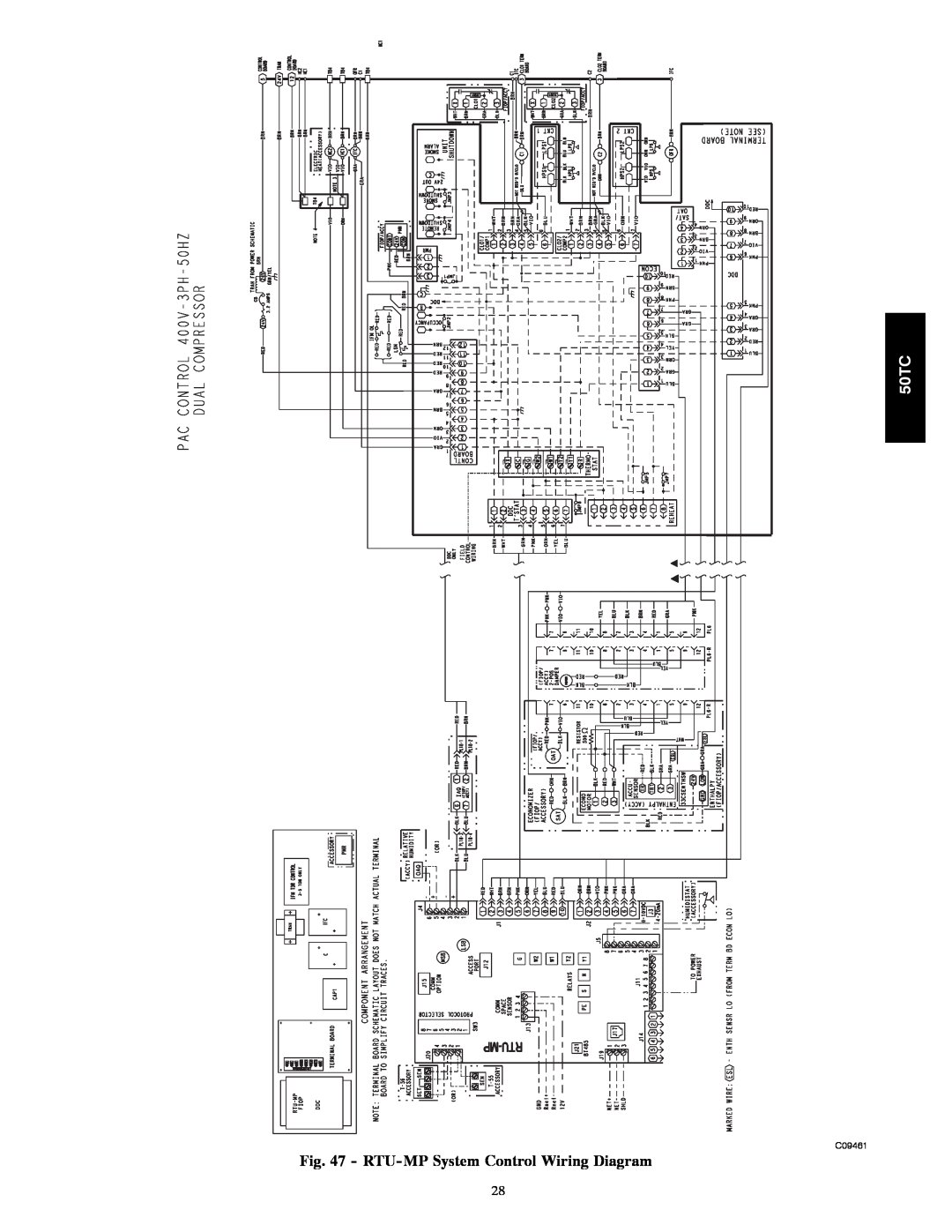 Carrier 50TC installation instructions RTU-MPSystem Control Wiring Diagram, C09461 