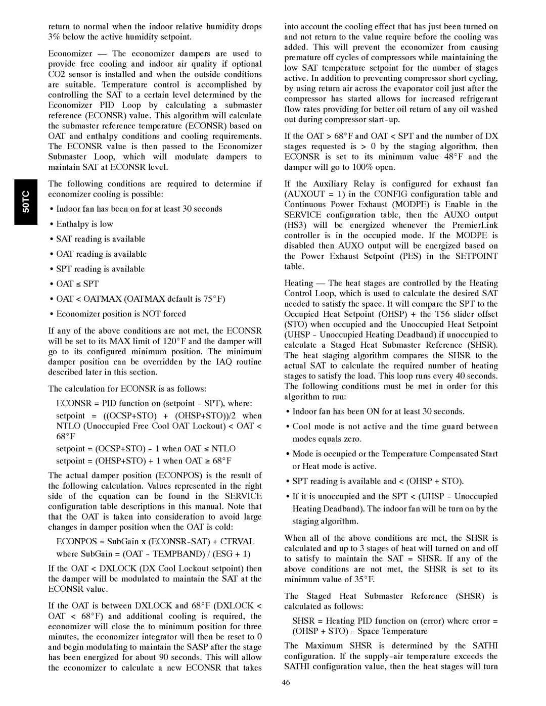 Carrier 50TCA04-A07 appendix Oat ≤ Spt 