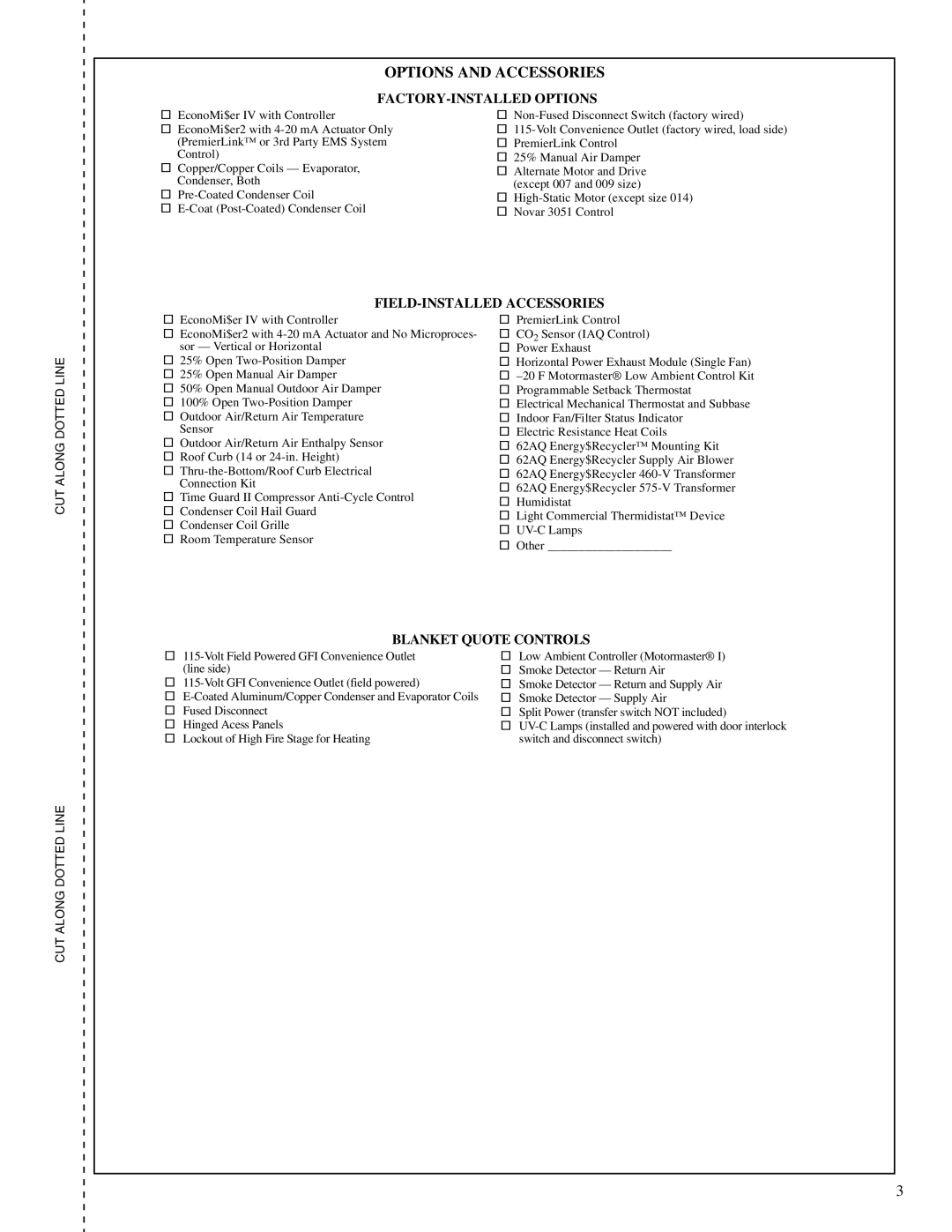 Carrier 50TFF004-014 manual Options and Accessories, FACTORY-INSTALLED Options 