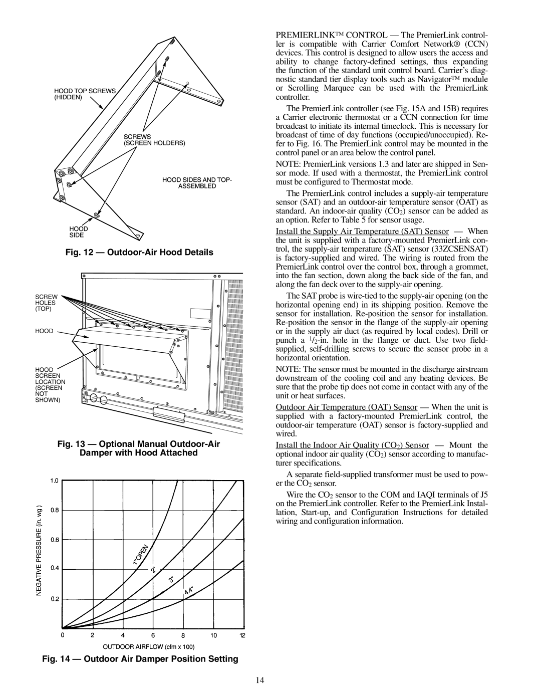 Carrier 50TFQ008-012 specifications Outdoor-Air Hood Details 