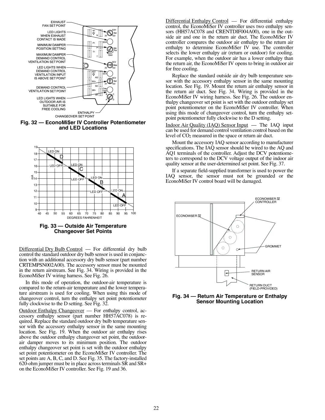 Carrier 50TFQ008-012 specifications EconoMi$er IV Controller Potentiometer LED Locations 