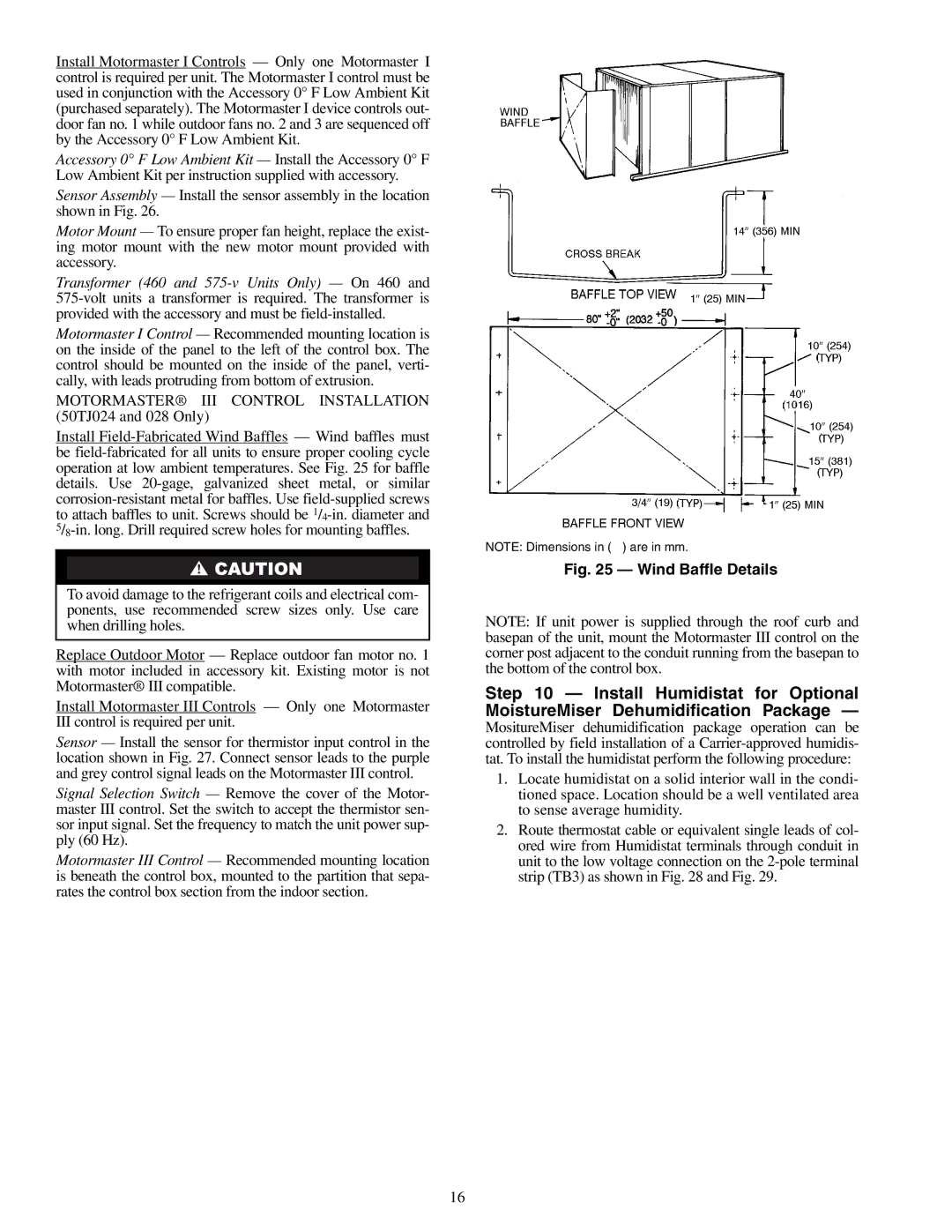 Carrier 50TJ016-028 specifications Wind Baffle Details 