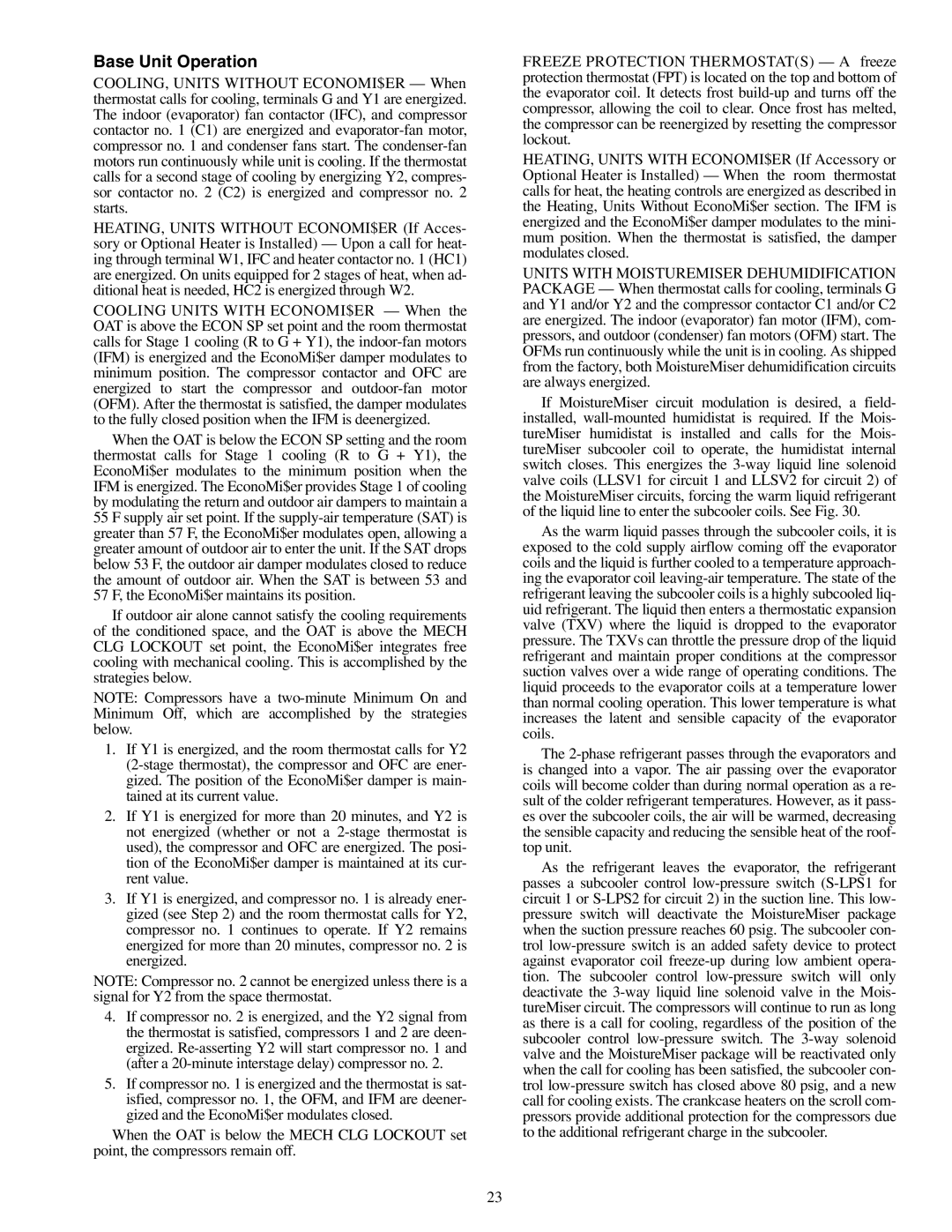 Carrier 50TJ016-028 specifications Base Unit Operation 