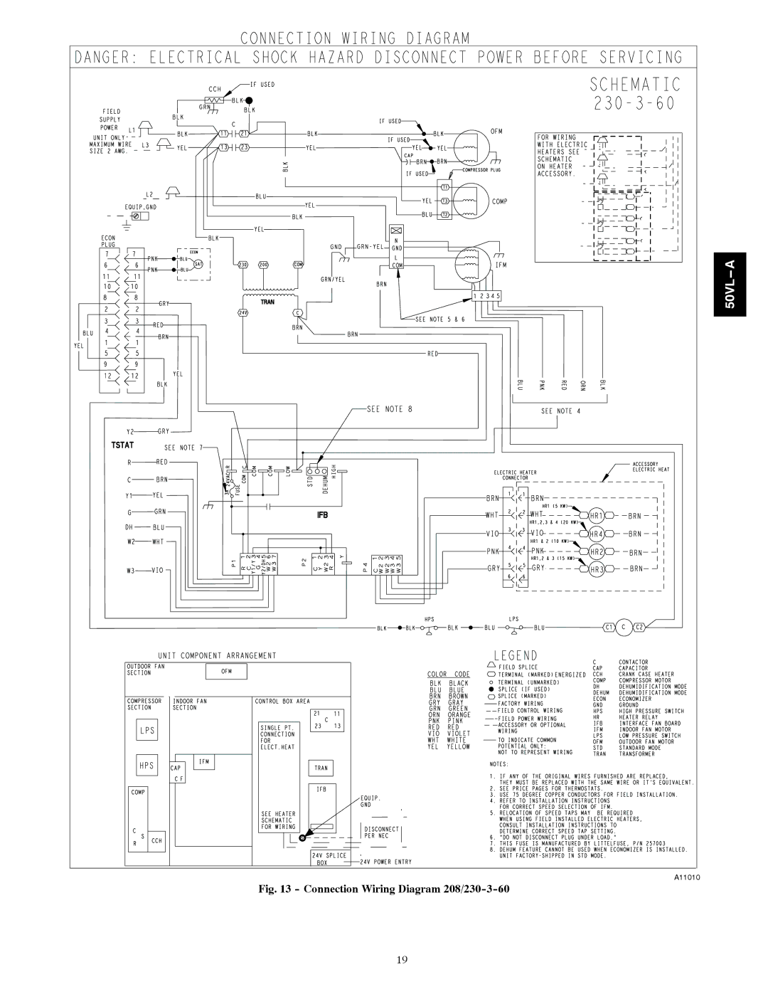 Carrier 50VL---A installation instructions Connection Wiring Diagram 208/230-3-60 