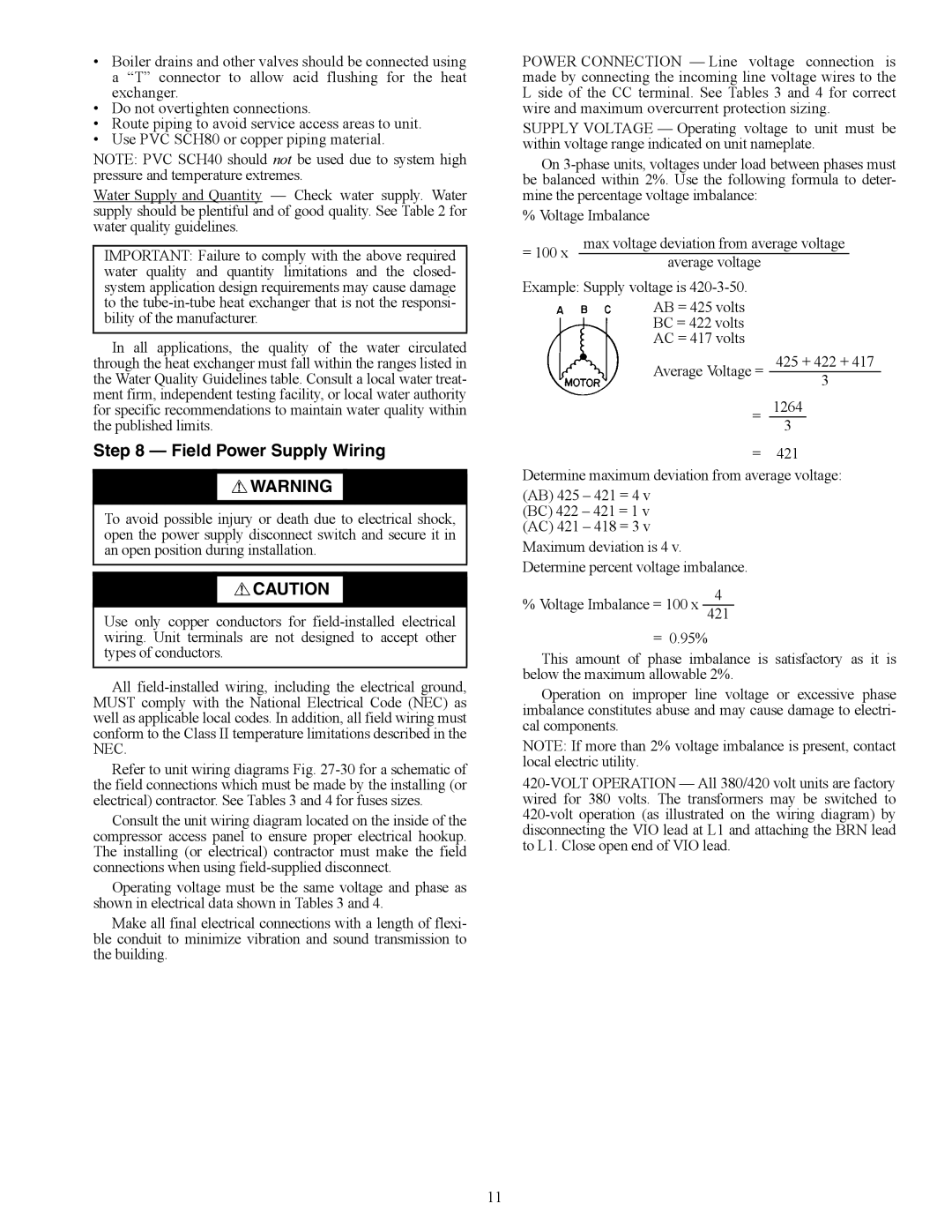 Carrier 50VQP084-300 specifications Field Power Supply Wiring 