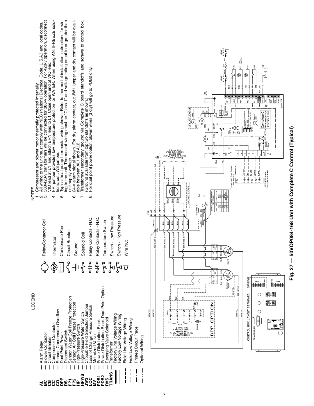 Carrier 50VQP084-300 specifications A50-8438, 50VQP084-168 Unit with Complete C Control Typical 