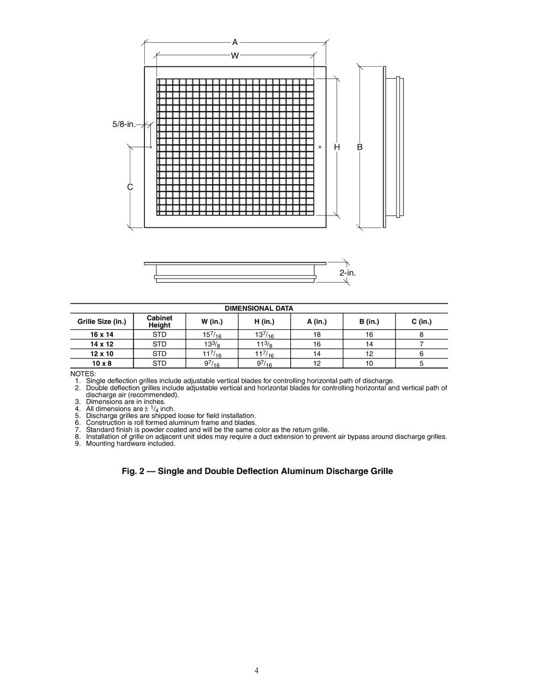 Carrier 50VS specifications A50-8291, Dimensional Data, 10 x 