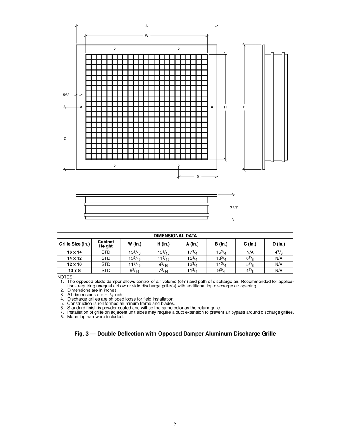 Carrier 50VS specifications A50-8296, Cabinet, 16 x, 14 x, 12 x 