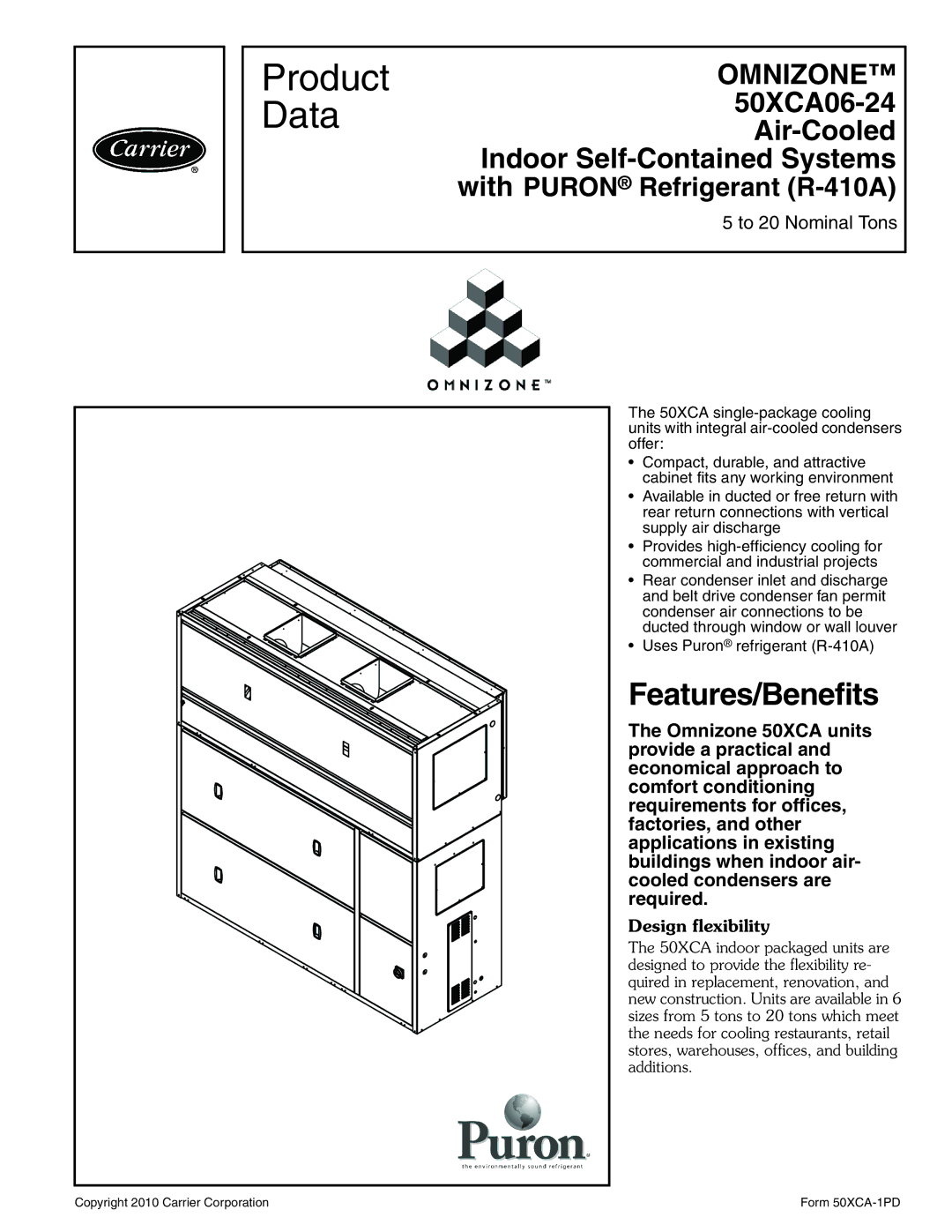 Carrier 50XCA06-24 manual Product Data, Features/Benefits 