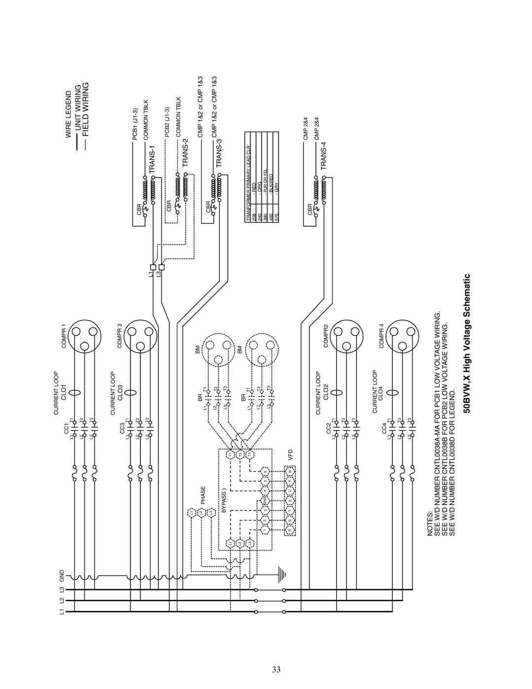 Carrier 50XJ064-104 specifications 50BVW,X High Voltage Schematic 