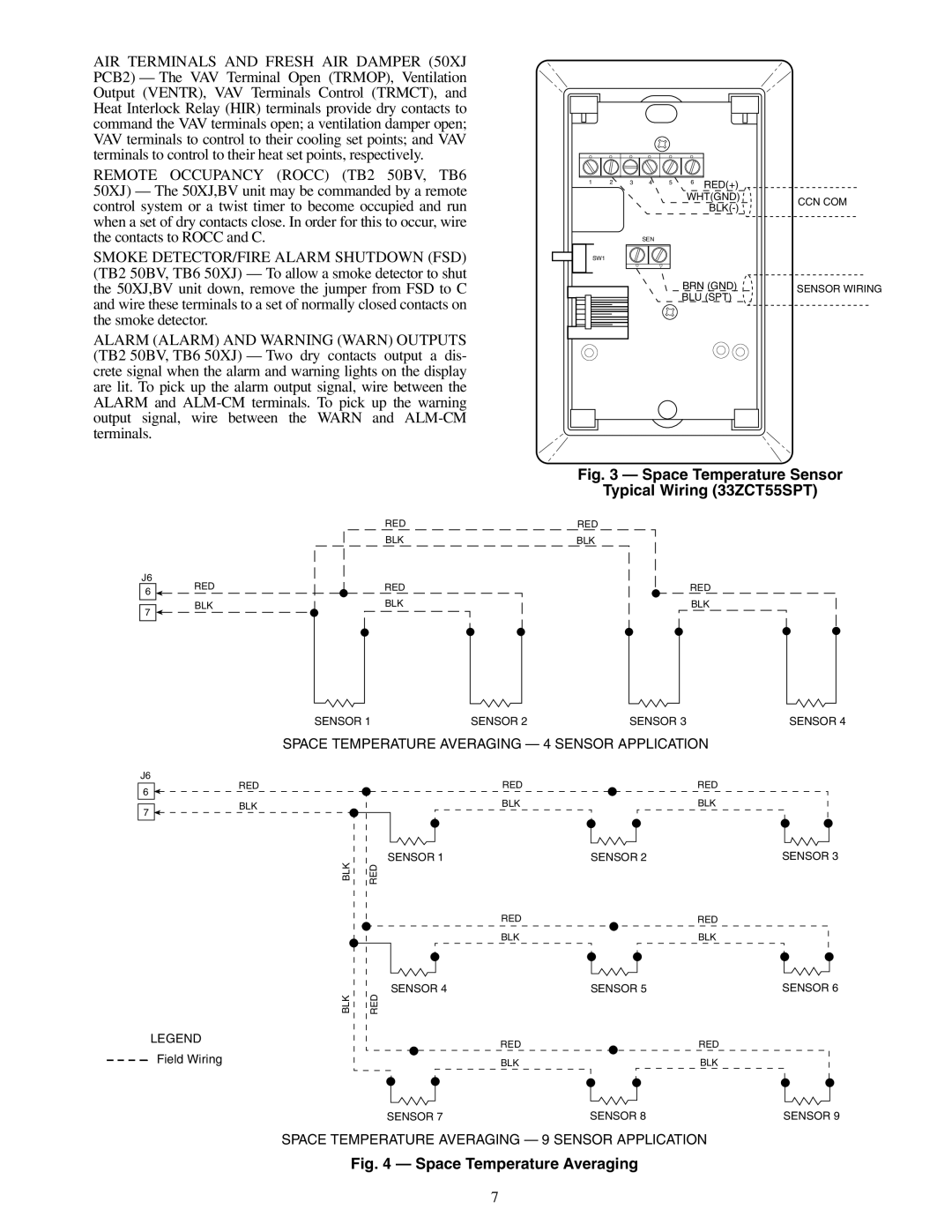 Carrier 50XJ064-104 specifications Space Temperature Sensor Typical Wiring 33ZCT55SPT 