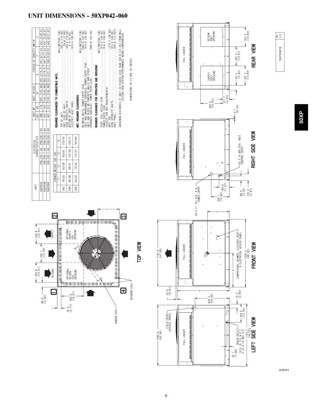 Carrier manual Unit Dimensions 50XP042-060 