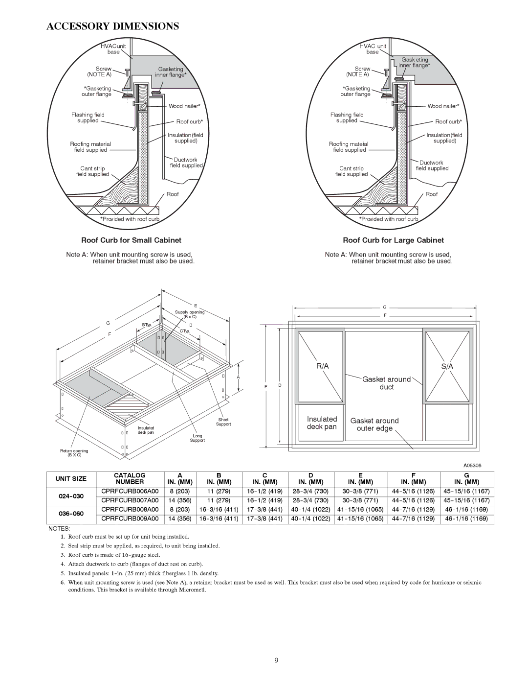 Carrier 50XT manual Accessory Dimensions, No TE a 