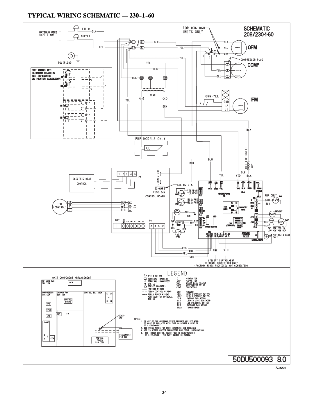 Carrier 50XT manual Typical Wiring Schematic, A08201 