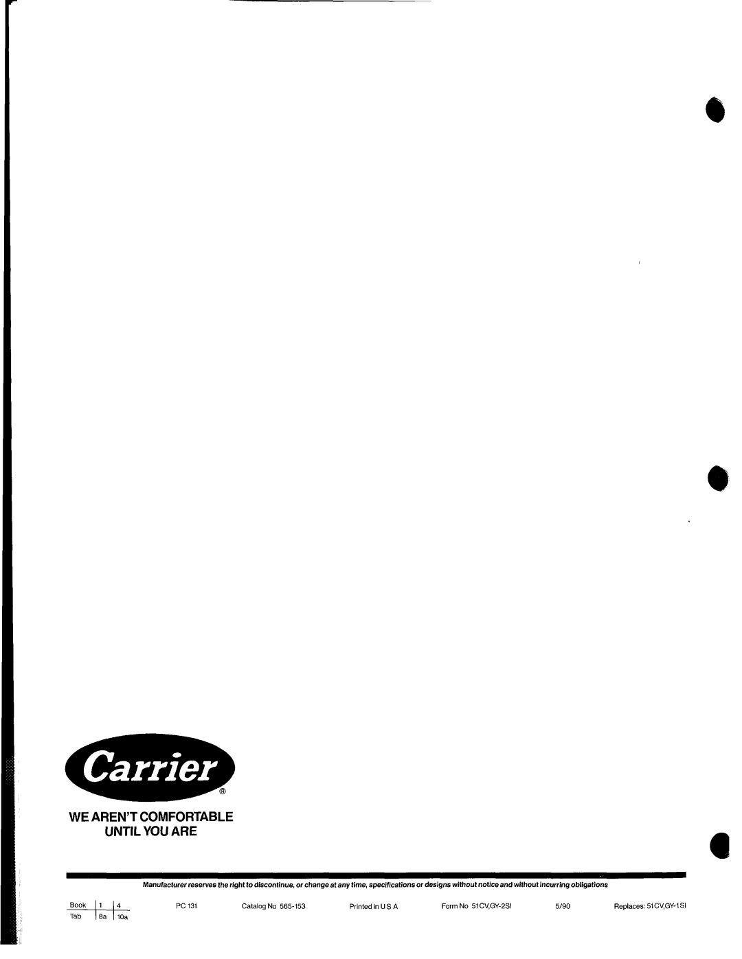 Carrier 51CV/GY manual 
