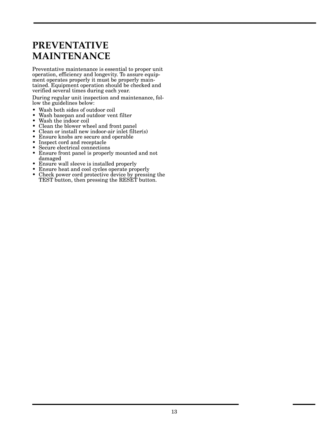 Carrier 52P owner manual Preventative Maintenance 