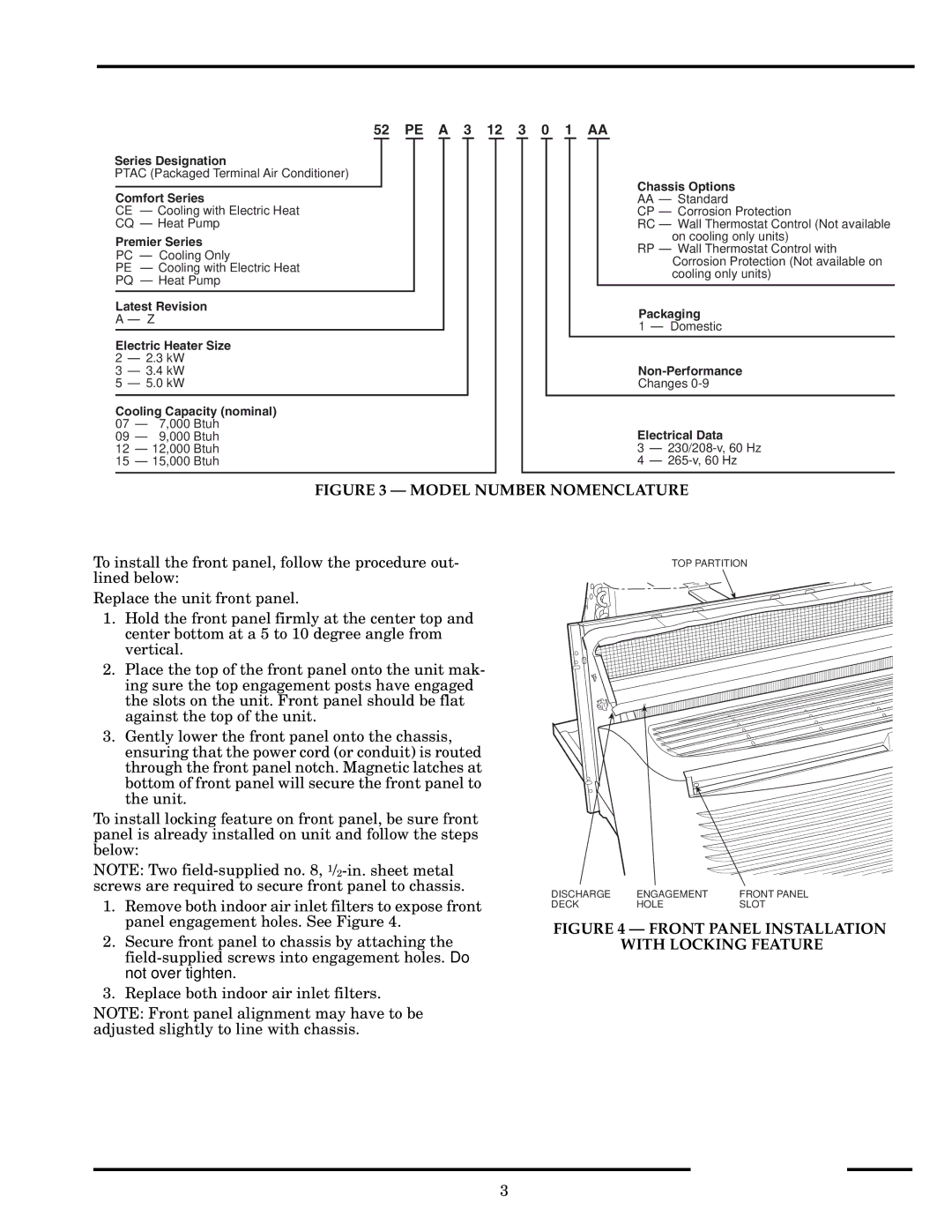 Carrier 52P owner manual Model Number Nomenclature 