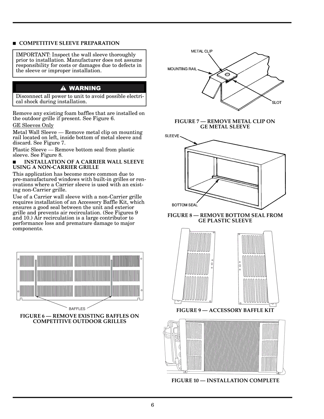 Carrier 52P owner manual Remove Existing Baffles on Competitive Outdoor Grilles 