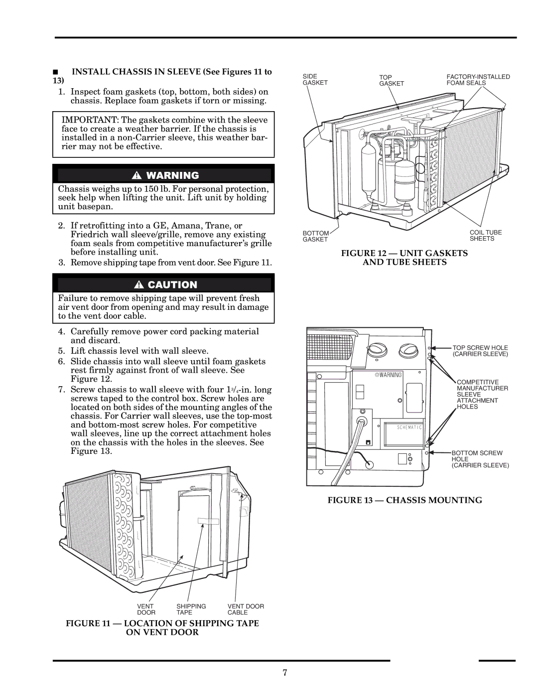 Carrier 52P owner manual Unit Gaskets Tube Sheets 