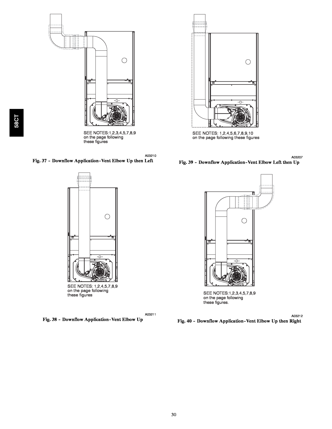 Carrier 58CTA/CTX instruction manual Downflow Application-VentElbow Up 