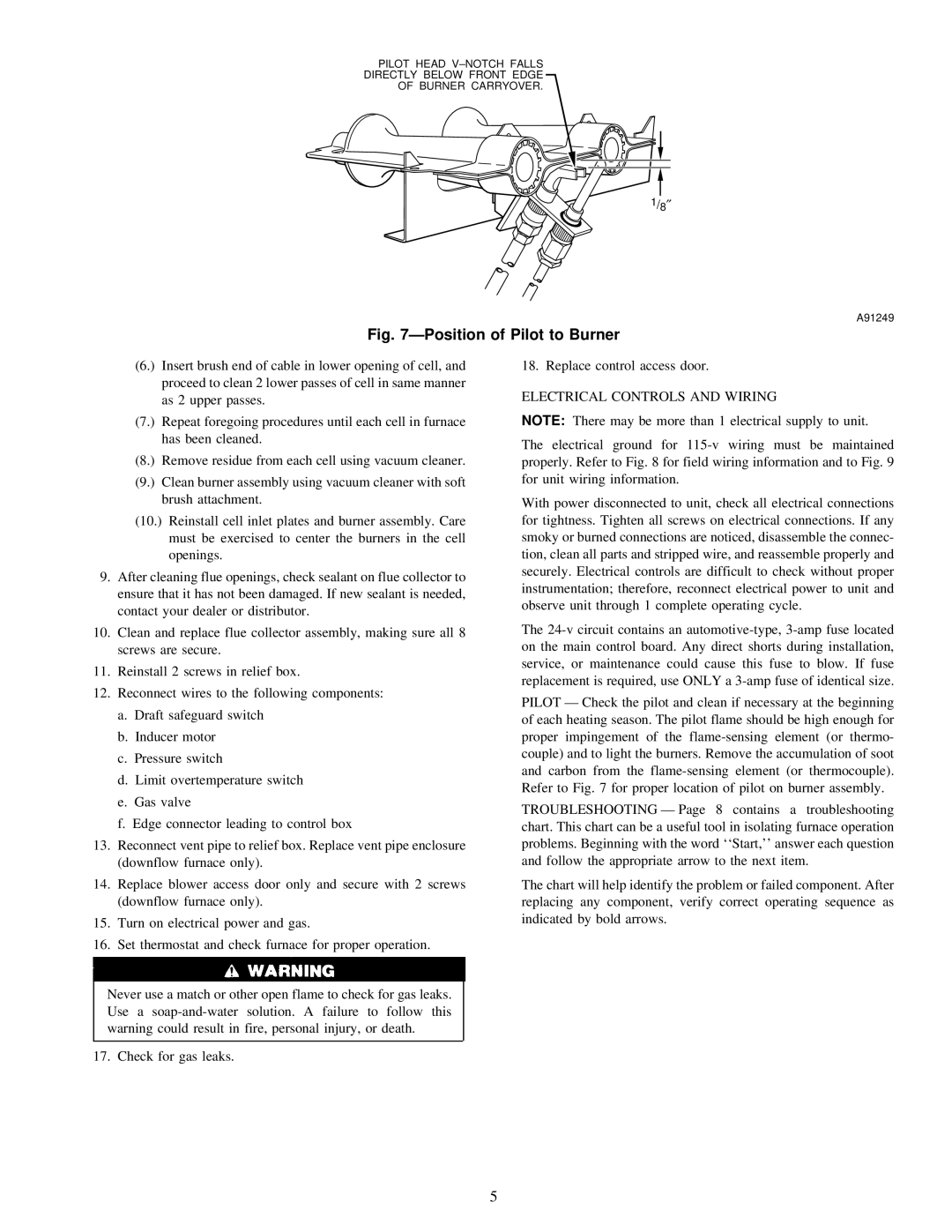 Carrier 58DFA instruction manual Electrical Controls and Wiring, A91249 