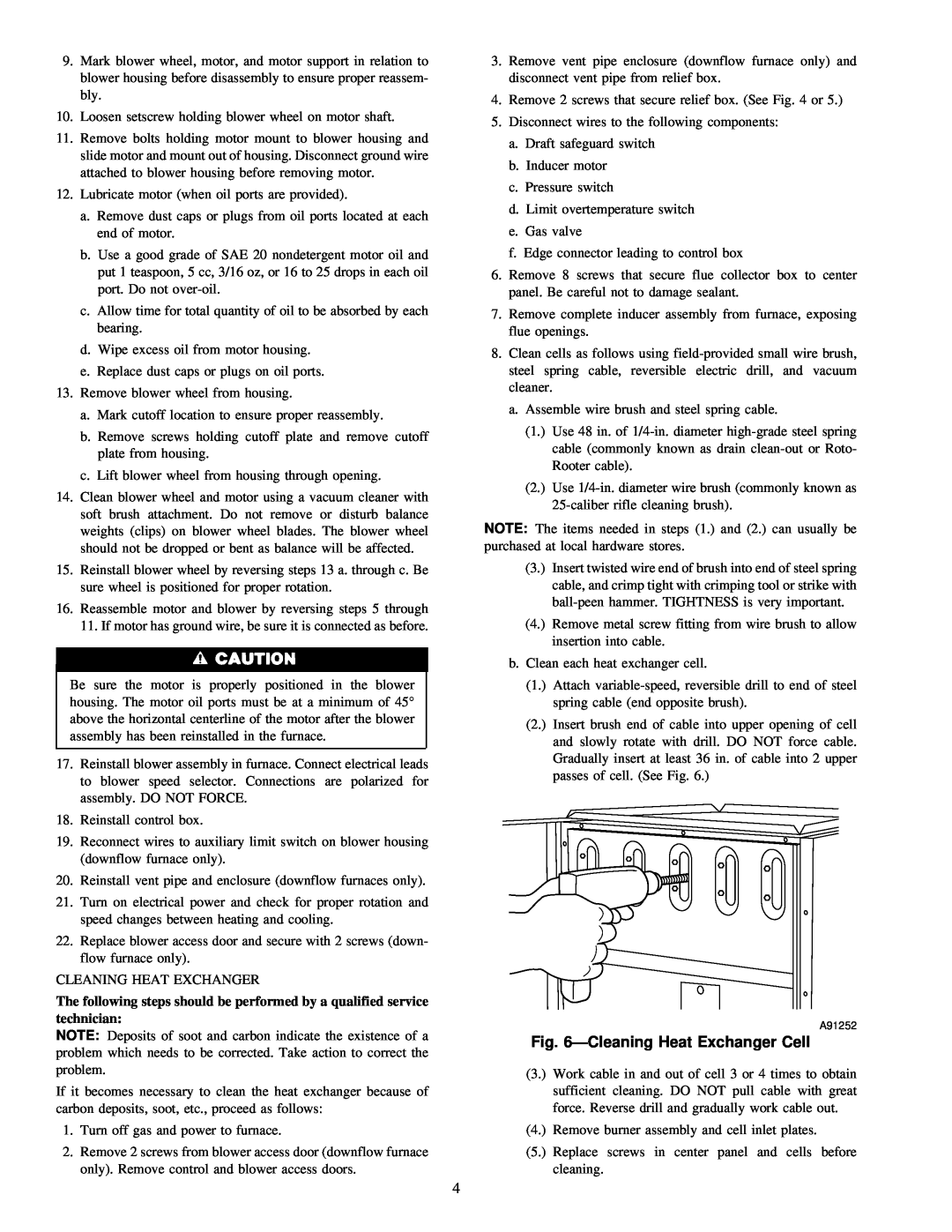 Carrier 58DFA instruction manual ÐCleaning Heat Exchanger Cell 