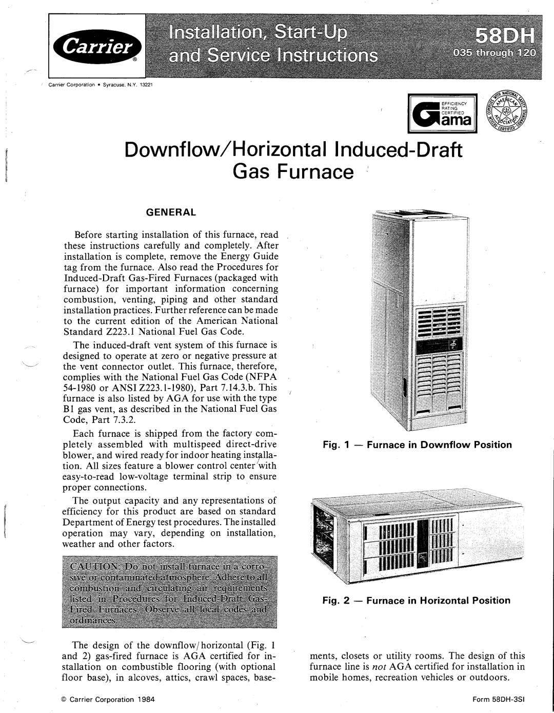 Carrier 58DH manual 