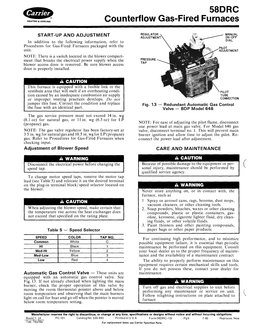 Carrier 58DRC manual 