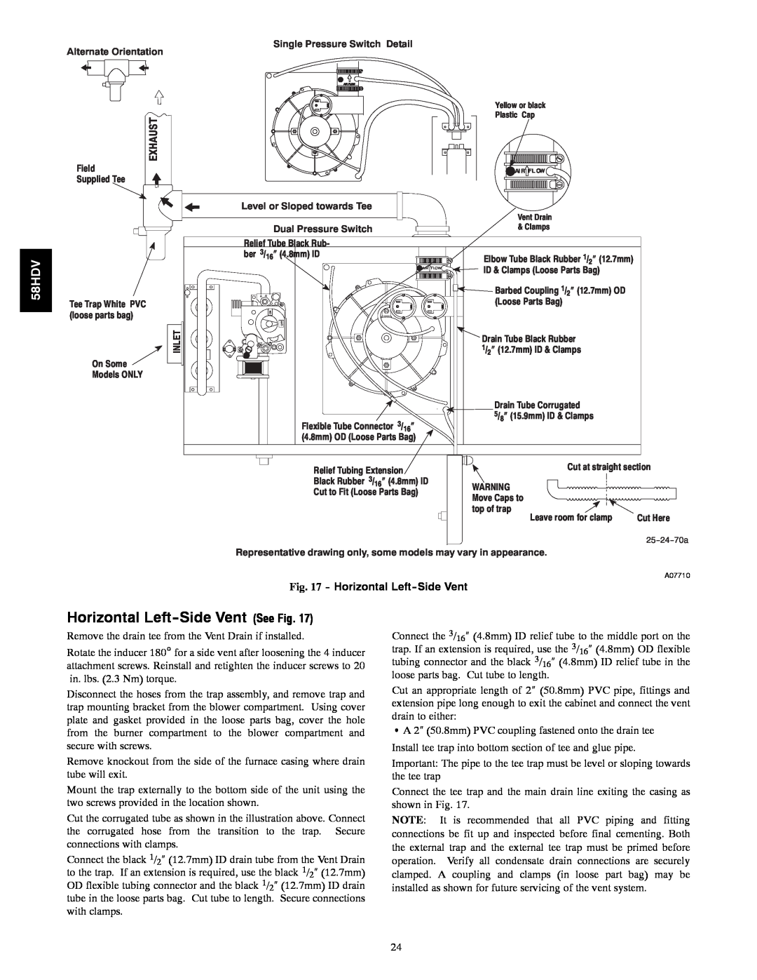 Carrier 58HDV installation instructions Horizontal Left-SideVent See Fig 