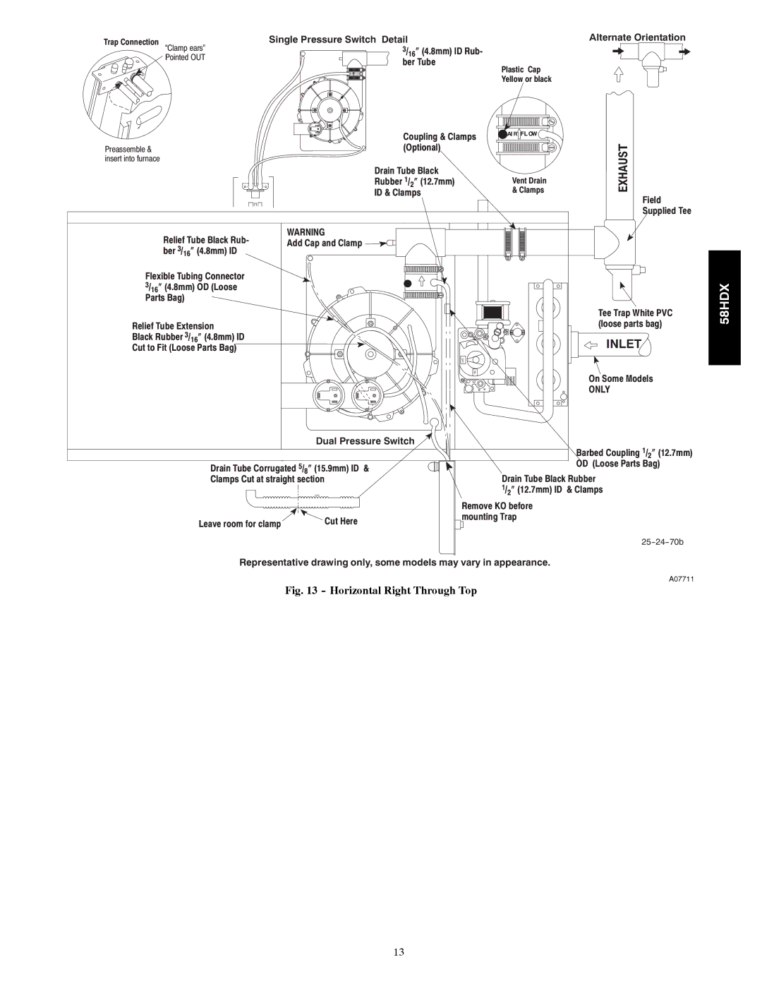 Carrier 58HDX instruction manual Horizontal Right Through Top 