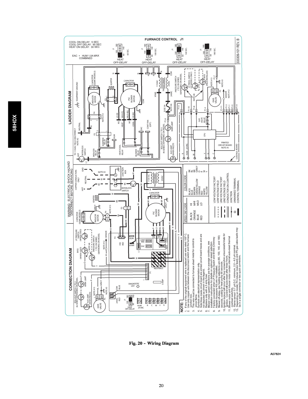 Carrier 58HDX instruction manual Wiring Diagram, A07824 