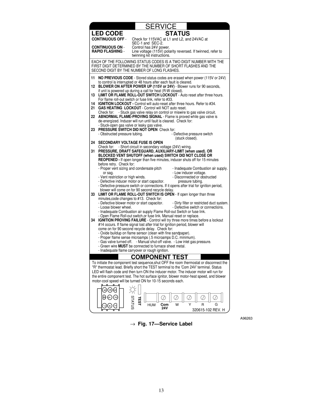 Carrier 58MCA instruction manual Service 