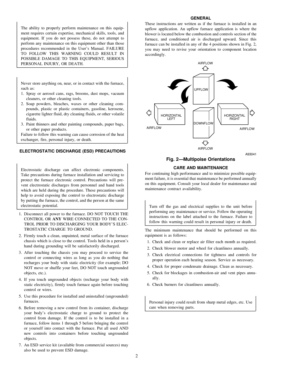 Carrier 58MCA instruction manual ÐMultipoise Orientations 