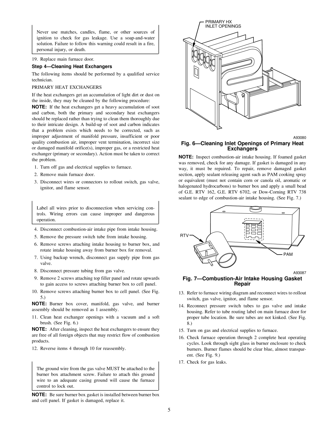 Carrier 58MCA instruction manual ÐCleaning Heat Exchangers, Primary Heat Exchangers 