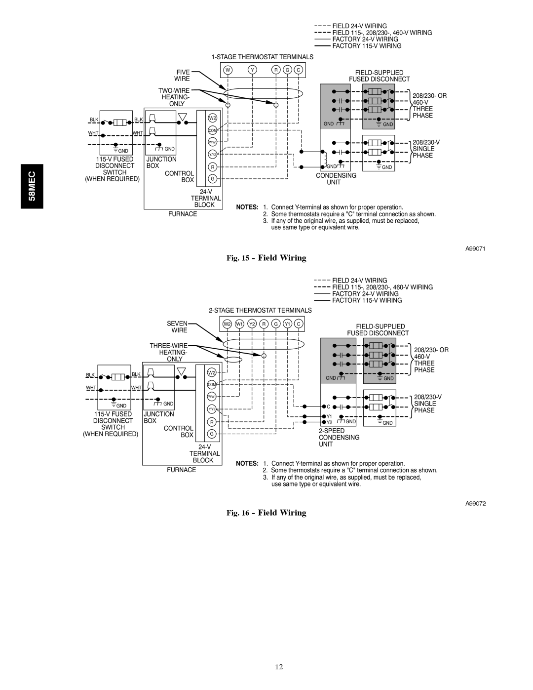 Carrier 58MEC instruction manual Field Wiring 