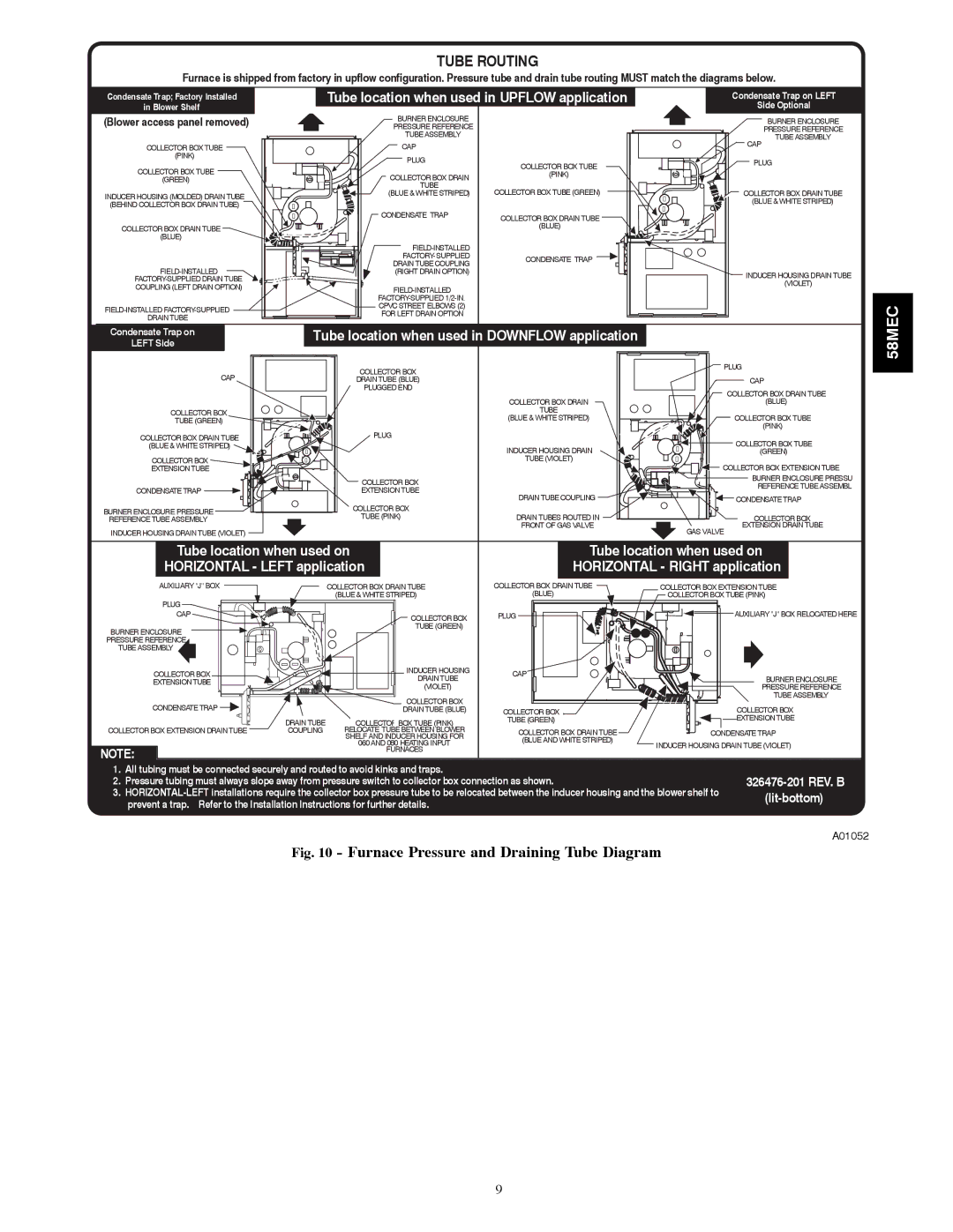 Carrier 58MEC instruction manual Tube Routing 