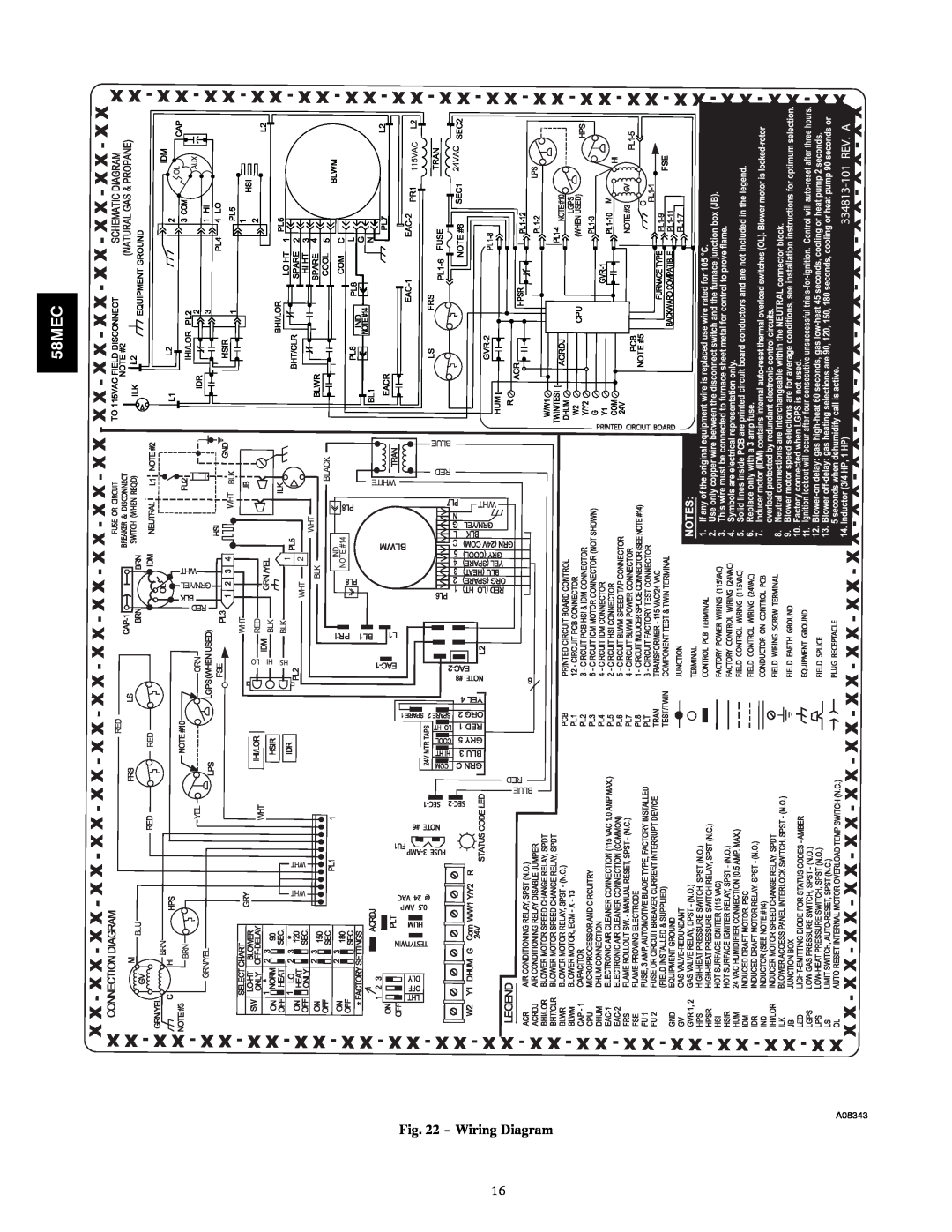 Carrier 58MEC instruction manual Wiring Diagram, A08343 