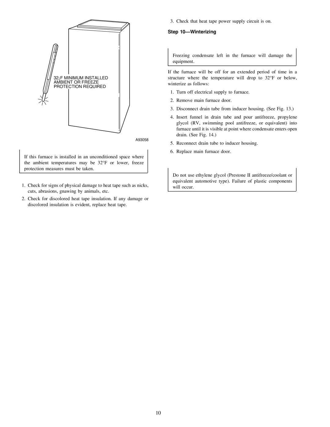 Carrier 58MSA instruction manual ÐWinterizing 