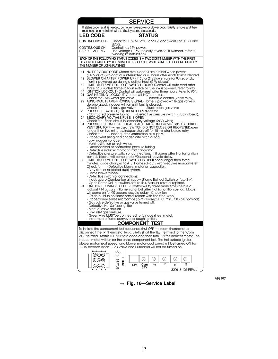 Carrier 58MSA instruction manual Service 