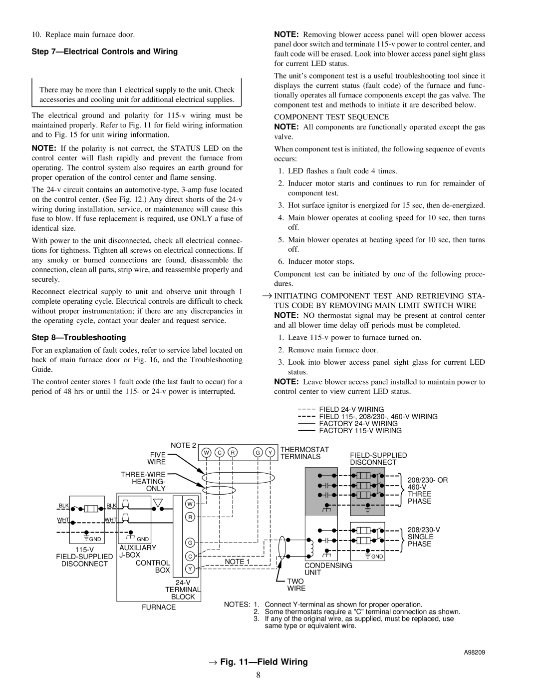 Carrier 58MSA instruction manual → ÐField Wiring, ÐElectrical Controls and Wiring, ÐTroubleshooting 