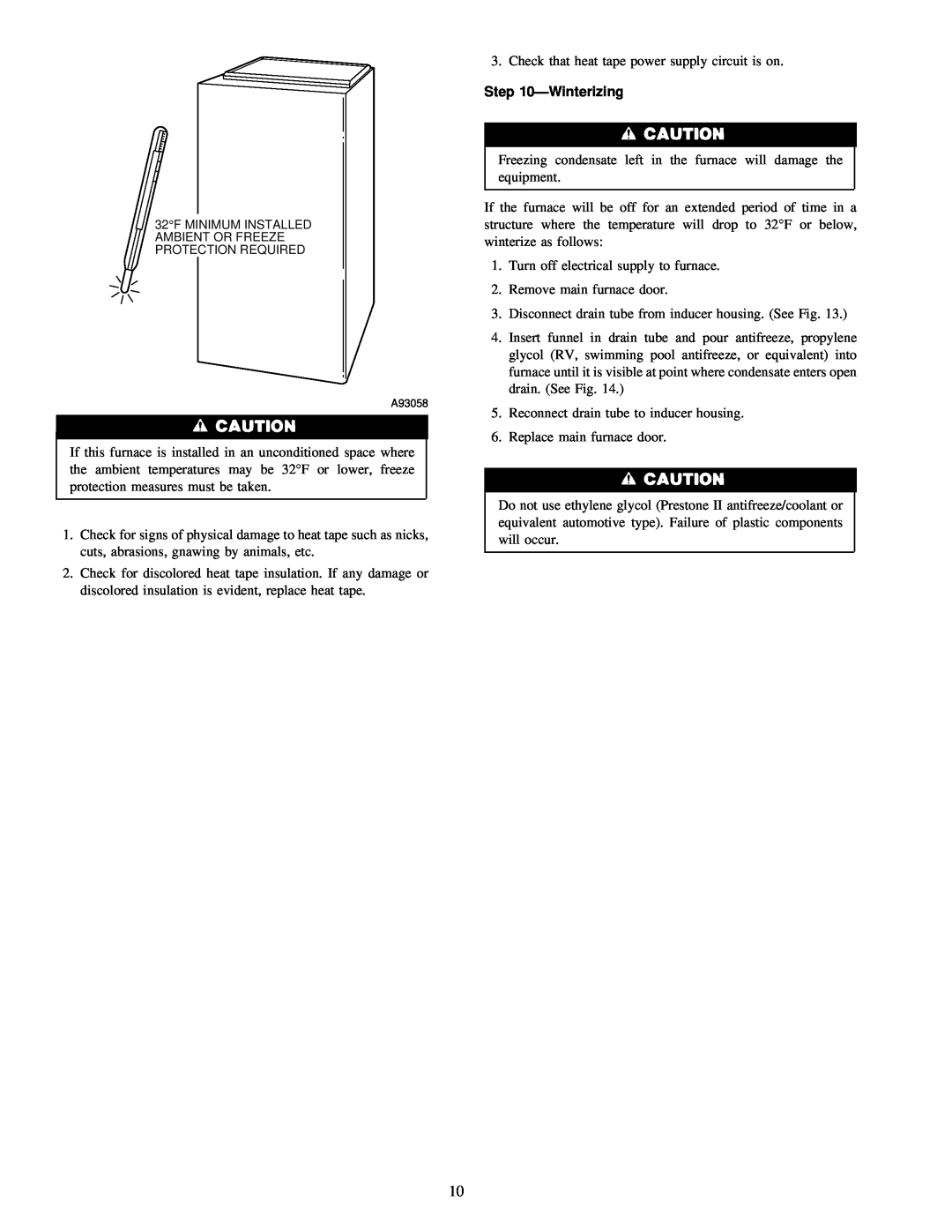 Carrier 58MSA instruction manual ÐWinterizing 
