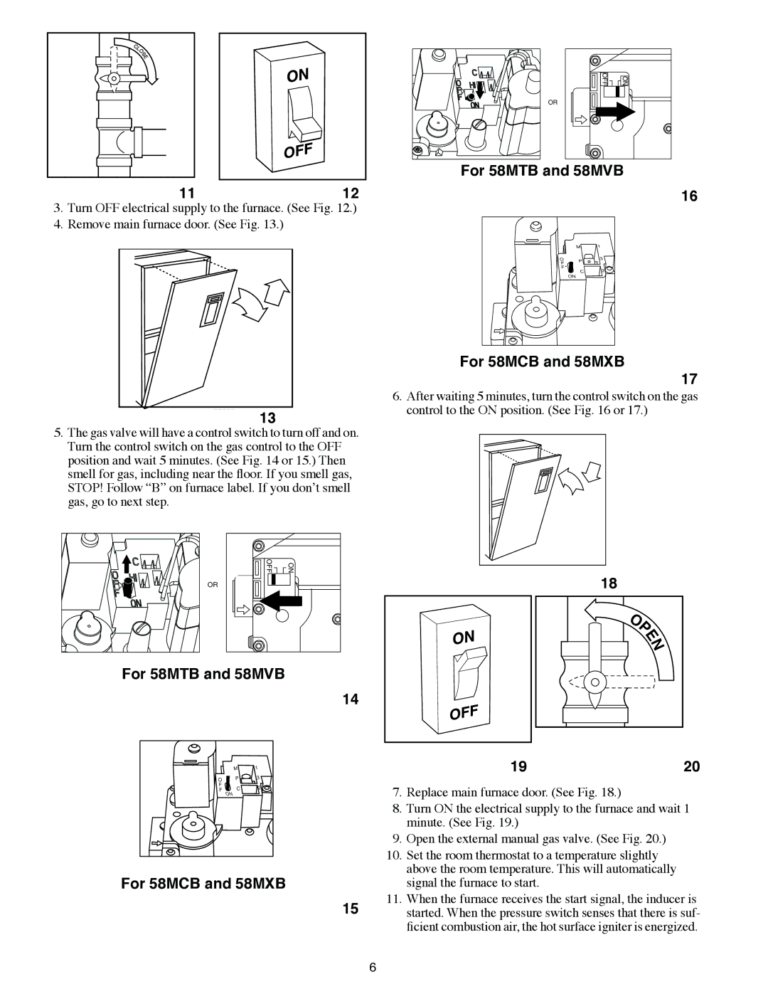 Carrier manual 1112, For 58MTB and 58MVB For 58MCB and 58MXB 1920 