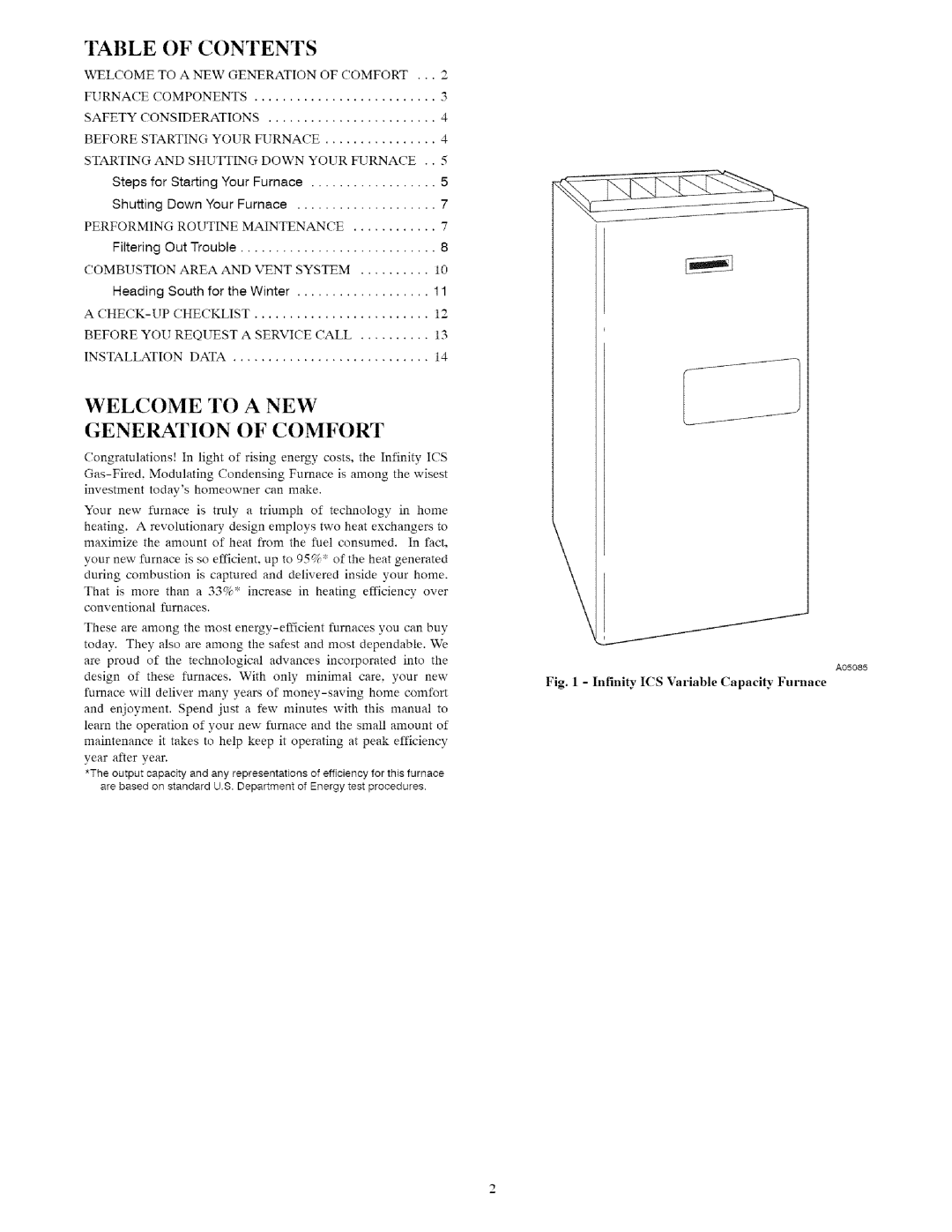 Carrier 58MVC owner manual Contents, Welcome to a NEW Generation of Comfort 