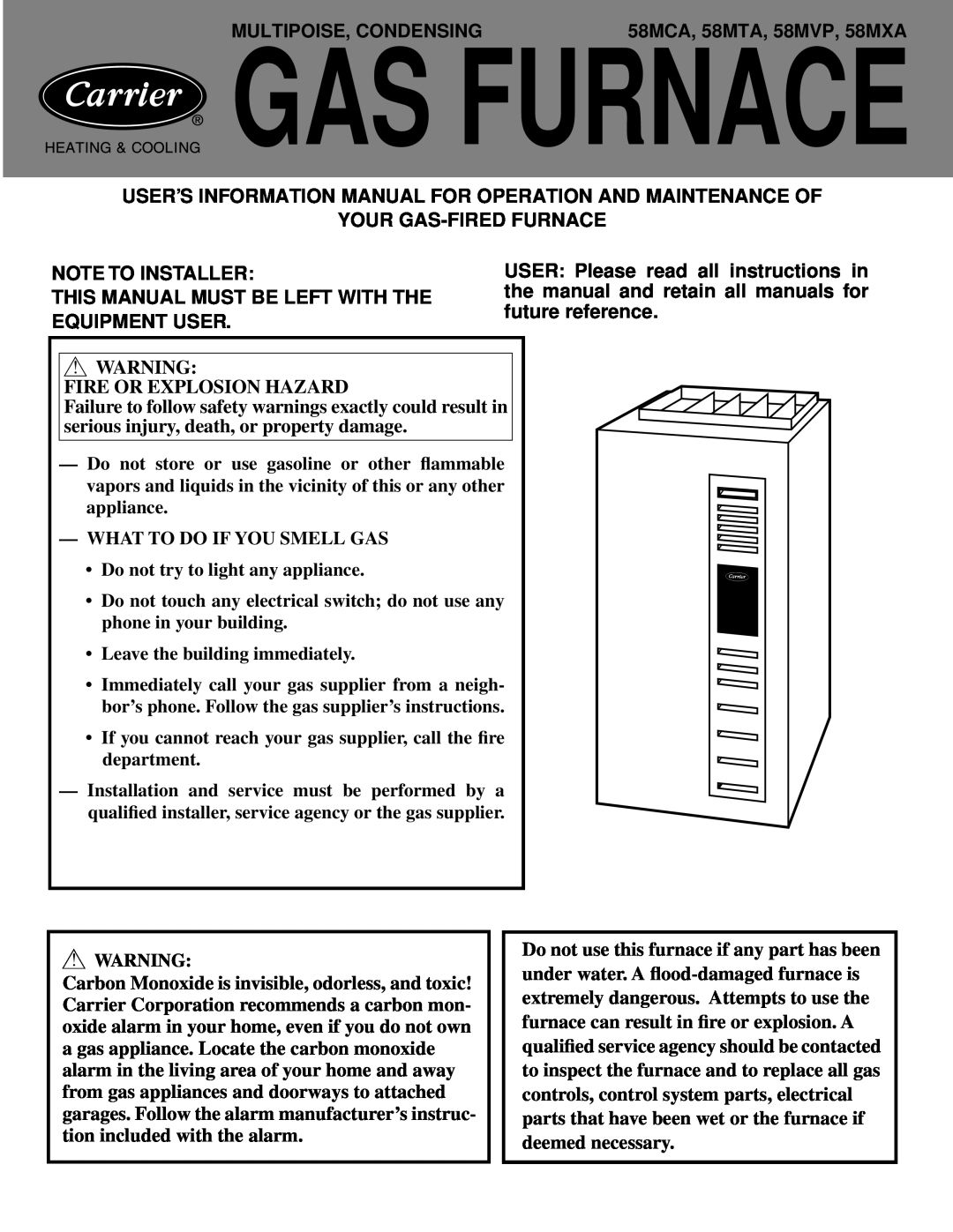 Carrier 58MCA instruction manual Service and Maintenance Instructions, →For Sizes 040Ð140, Series, Safety Considerations 
