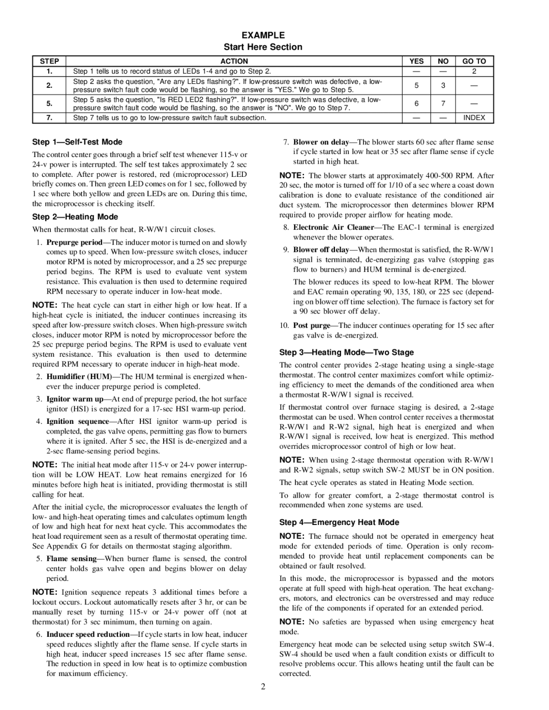 Carrier 58MVP instruction manual Example, Start Here Section 