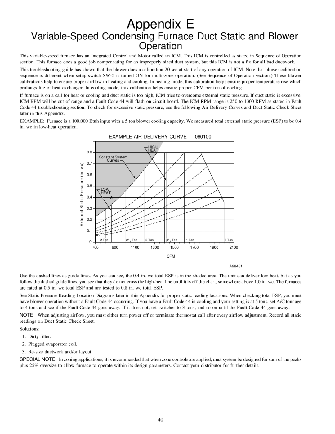 Carrier 58MVP instruction manual Appendix E, Example AIR Delivery Curve Ð 