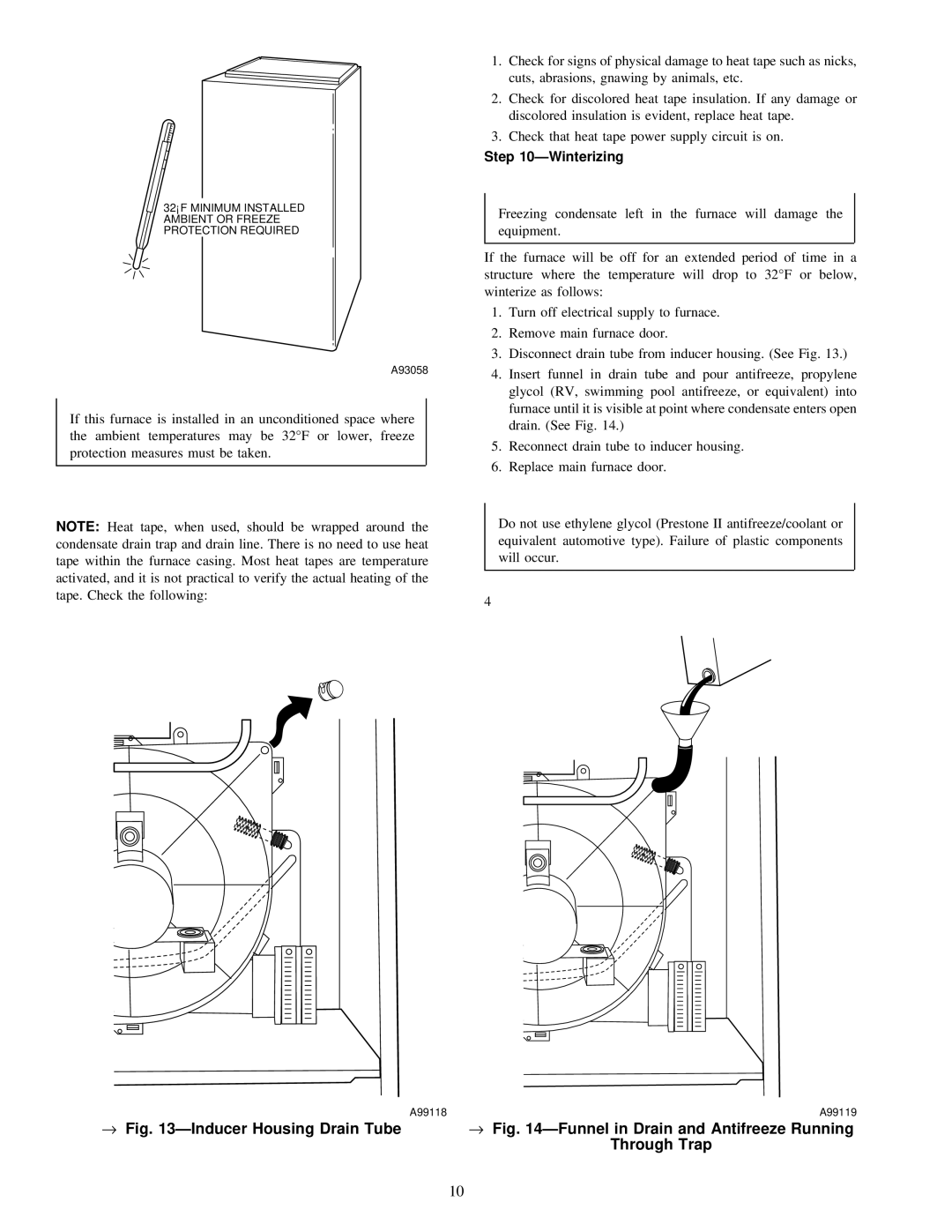 Carrier 58MXA instruction manual → ÐInducer Housing Drain Tube, ÐWinterizing 