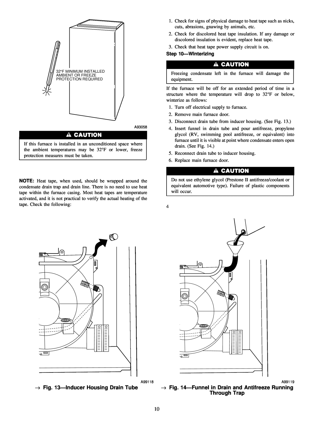 Carrier 58MXA instruction manual → ÐInducer Housing Drain Tube, ÐWinterizing 