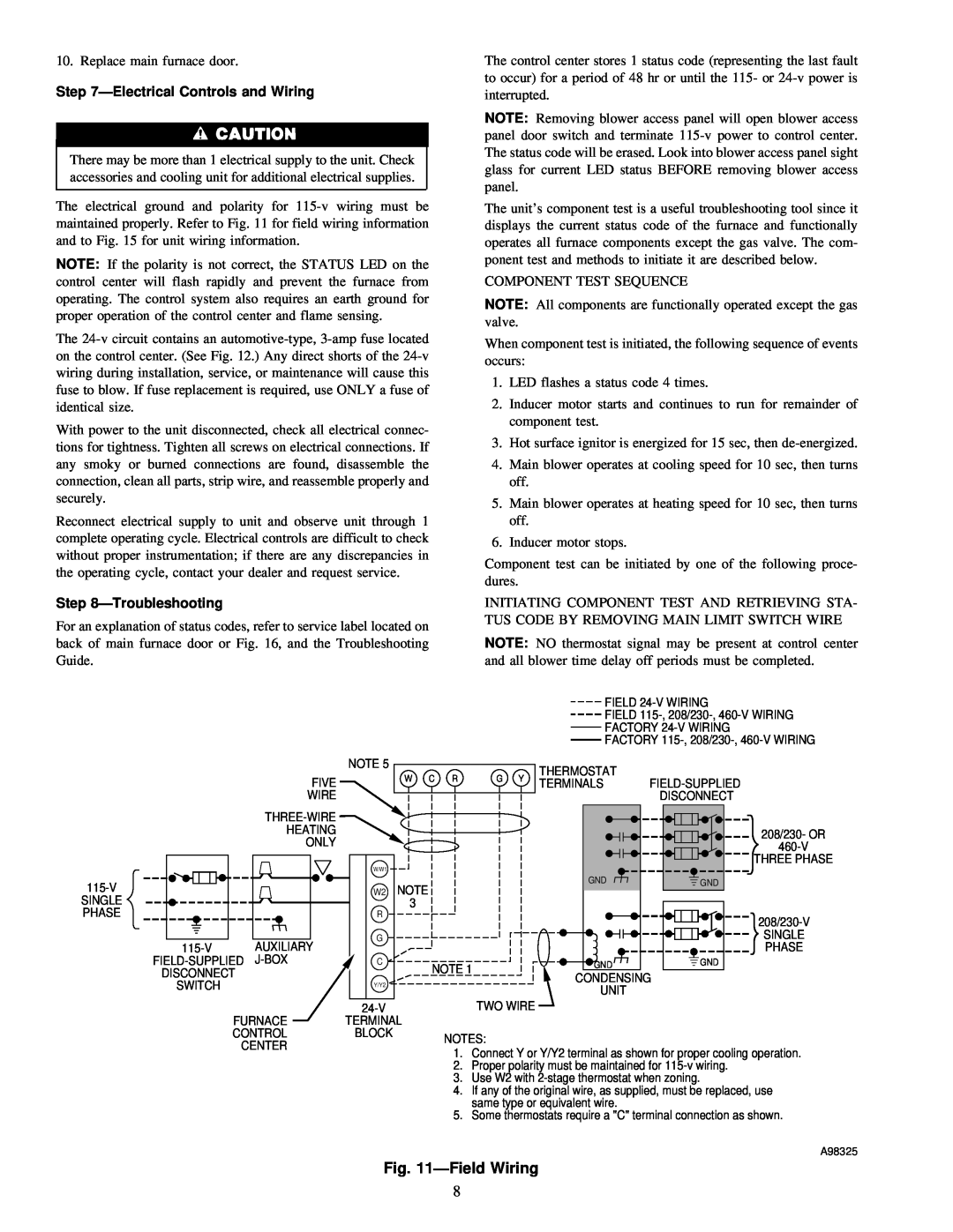 Carrier 58MXA instruction manual ÐField Wiring, ÐElectrical Controls and Wiring, ÐTroubleshooting 
