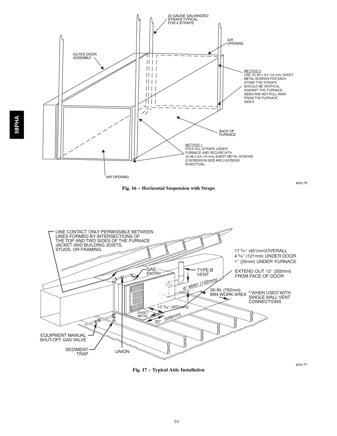 Carrier 58PHA/PHX instruction manual Horizontal Suspension with Straps 